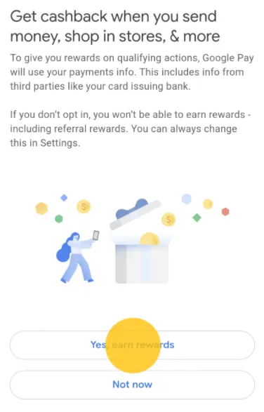 Получение кешбэка в приложении Google Pay