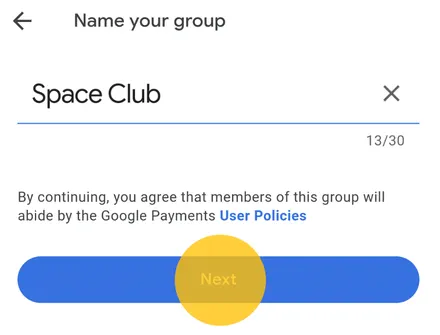 Поиск группы друзей для совместной оплаты счета в Google Pay