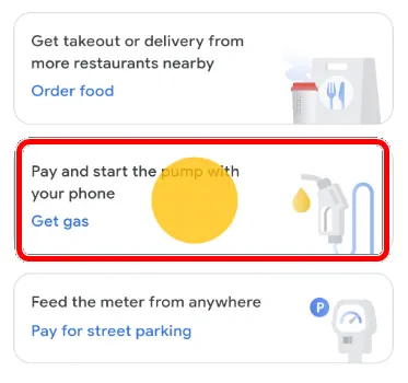 Функция оплаты бензина в приложении Google Pay