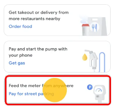 Функция оплаты парковки через приложение Google Pay