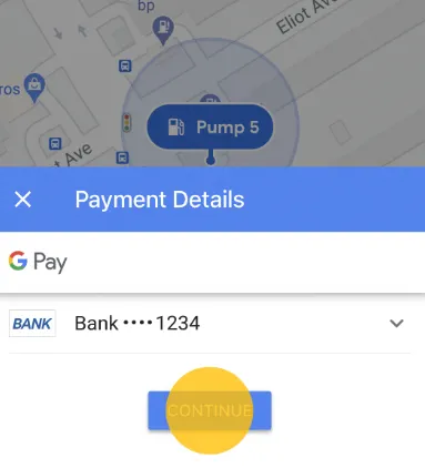 Выбор способа оплаты бензина в приложении Google Pay