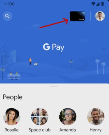 Значок банковской карты в приложении Google Pay